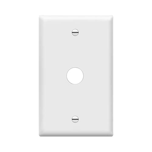 ENERLITES 1 Gang 0.406 Inch Hole Telephone/Cable Wall Cover, Fade Resistant Unbreakable Polycarbonate with Smooth Surface, 8661-W White - size: 1 Pack, style: Wall Plate