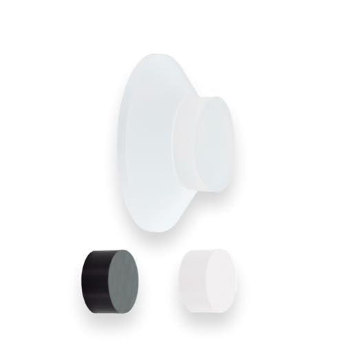 EVI Herrajes | Adhesive Door Stop | Wall Mounting | 1.37x0.59in | White Lacquered Stainless Steel | Conical Shape | Two Rubbers Included | Adhesive or Screw Installation - color: White Lacquered Stainless Steel, size: 1,37x0,59"