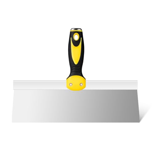 Mister Rui 12" Stainless Steel Taping Knife, Drywall Knife with Soft Grip Handle, Spackle Knife, Plastering Tool, Corrosion-Resistant Tools for Drywall Joint Taping