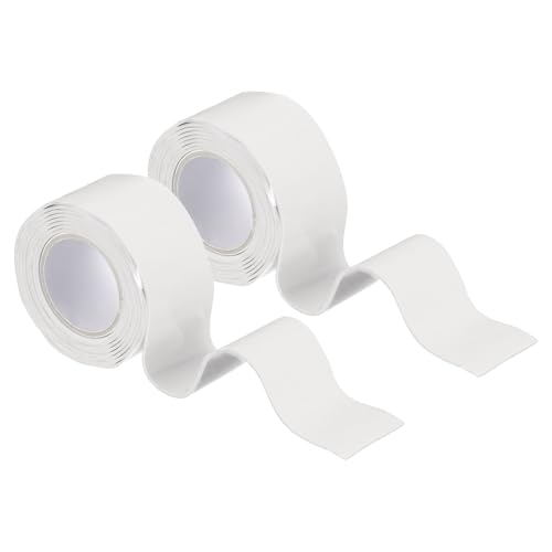 uxcell 2 Pcs Self Fusing Silicone Tape, 1" x 3ft Waterproof Water Leak Sealing Tape for Plumbing Pipe Hose Repair Handles, White (0.5mm Thick) - color: White