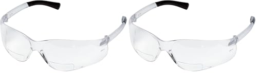 Crews BKH10 BearKat Magnifier Polycarbonate 1.0 Diopter Clear Lens Safety Glasses with Non-Slip Hybrid Black Temple Sleeve, 1 Pair (Pack of 2) - color: Clear Lens, size: 1.0 Diopter (Pack of 2)