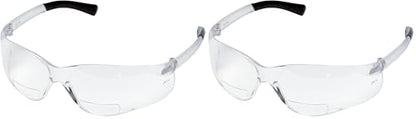 Crews BKH10 BearKat Magnifier Polycarbonate 1.0 Diopter Clear Lens Safety Glasses with Non-Slip Hybrid Black Temple Sleeve, 1 Pair (Pack of 2) - color: Clear Lens, size: 1.0 Diopter (Pack of 2)