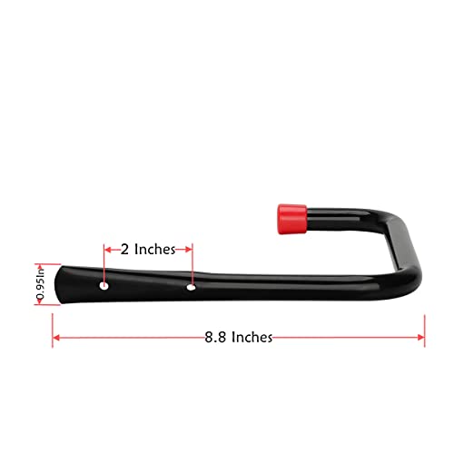 8 Pack Wall Mount Storage Hooks, 9.6IN Garage Utility Hanger for Ladder, Hold Chairs, Garden Tool, Hose, Bike Black +Red 9.6Inch x 8.8Inch