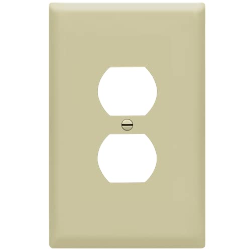 ENERLITES Duplex Receptacle Outlet Wall Plate, Jumbo Electrical Outlet Cover, Gloss Finish, Oversized 1-Gang 5.51" x 3.50", Polycarbonate Thermoplastic, 8821O-I, Ivory - color: Ivory, size: Over-Size