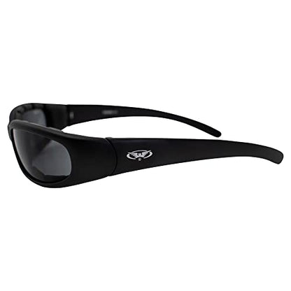 Global Vision Chicago Padded Riding Motorcycle Sunglasses For Men & Women Black w/Smoke Lens Safety - color: Smoke