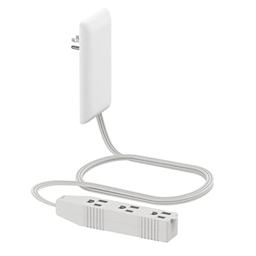 LIDER Flat-Face Outlet Extender with 3 Receptacles, Ultra-Thin Wall Plate Plug with Cord Extender and 3-Outlet Power Strip, 3ft Cord, LWE3-315-W, ETL-Listed, White - color: White, size: 1 Pack