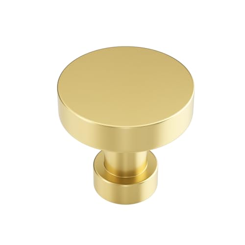 10 Pack Gold Cabinet Knobs and Pulls - Round Drawer Knobs, Brushed Brass for Kitchen Cabinets - color: Brushed Brass, size: 10 Pack