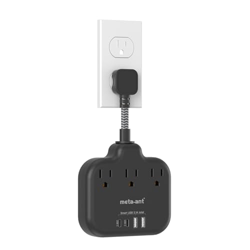 Short Extension Cord 3 Inch, Flat Plug Small Power Strip with 3 AC & 4 USB(1 USB-C), 1875W/15A, Multi Plug Outlet Extender, Non-Surge Protection for Cruise Travel Dorm Kitchen, Black - color: Black, size: 3 Inch