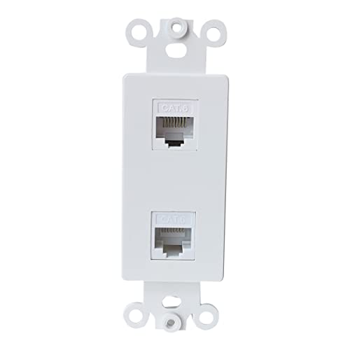2 Port Ethernet CAT6 Insert Wall Plate White - CAT6 RJ45 Keystone Jack Insert Cover Plate for Midsize/Oversize Wallplate - style: 2CAT6Insert