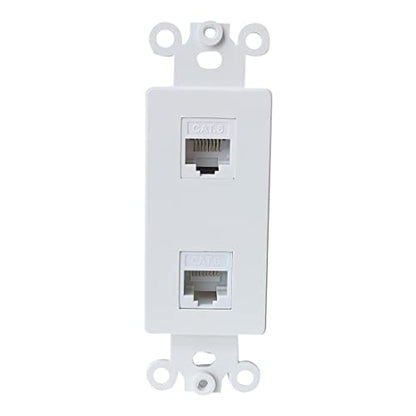 2 Port Ethernet CAT6 Insert Wall Plate White - CAT6 RJ45 Keystone Jack Insert Cover Plate for Midsize/Oversize Wallplate - style: 2CAT6Insert