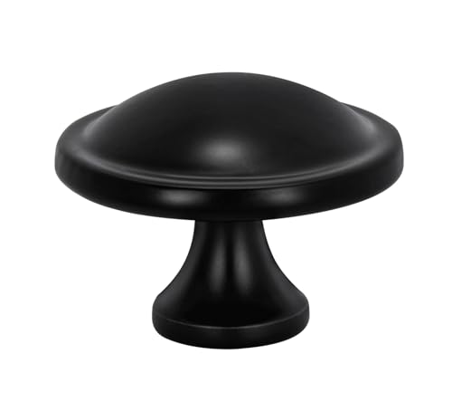 10 Pack Cabinet Knobs Black Round Mushroom Hardware Cabinet Knob for Dresser Drawer Diameter 1-1/2 Inch - color: Black