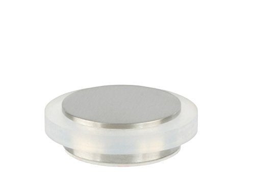 EVI Herrajes | Adhesive Door Stop | Ø1.75" X 0.55" | Stainless Steel Body | Matte Finish | White Natural Silicone Rubber | Mod. I-203X12BAM - color: Stainless Steel - White Rubber