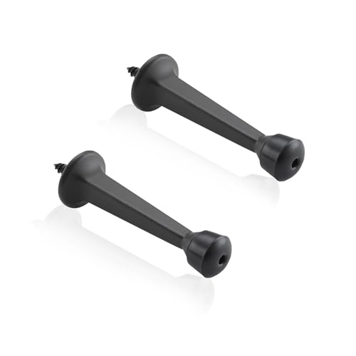 HOME MASTER HARDWARE Heavy Duty 3" Solid Rigid Door Stops, Matte Black 2 Pack with Plastic Tips - Sturdy Door Stoppers - color: Black, size: 2 Pack