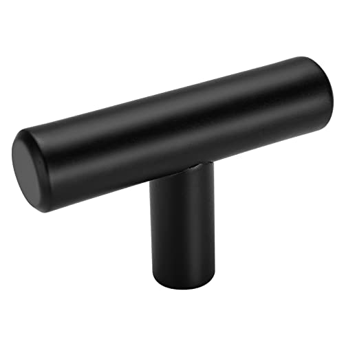 Goldenwarm 5 Pack Black Cabinet Knobs T Bar Knobs and Pulls Drawer Handles for Cupboard Hardware Bedroom Furniture, Single Hole Black Hardware - color: Black, size: 5 Pack