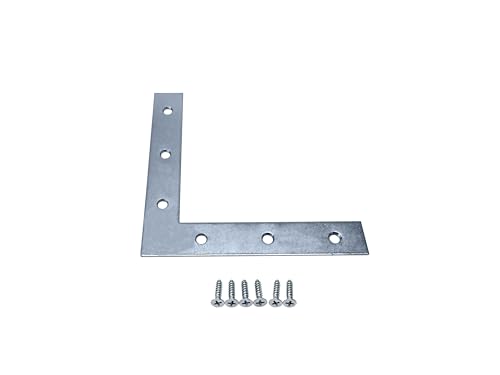 QCAA Heavy Duty Flat Corner Irons Joining Bracket for Wood Table, Chairs, Zinc Plated, 6"x6"x1"x0.79", Made in Taiwan, 8 Pack - color: Zinc(6"), size: 8 Pack