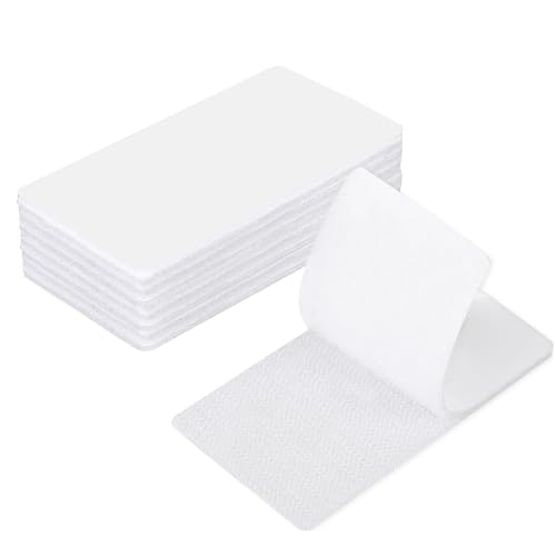 20 Sets Double Sided Tape Heavy Duty White Hook and Loop Tape, 2x4Inch Adhesive Strips – Secure Mounting for Rug Poster Artwork Mirror Hanging Couch Cushion Wall, Indoor & Outdoor Use - color: white, size: 2x4Inch