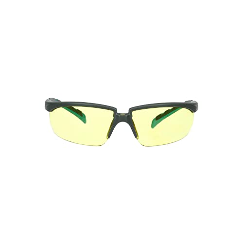 3M Safety Glasses, Solus 2000 Series, Scotchgard Anti-Fog Coating, Anti-Scratch, Amber Lens, Gray/Blue-Green Temples - color: Amber Lens, size: One size fits most