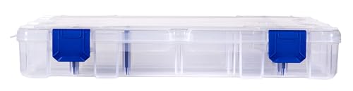 Flambeau Outdoors 4007 Tuff Tainer Fishing Tackle Box with Zerust Anti-Rust Dividers - Includes 12 Dividers, 24 Compartments, Clear Fishing Lure Organizer - 11" x 7.25" x 1.75"