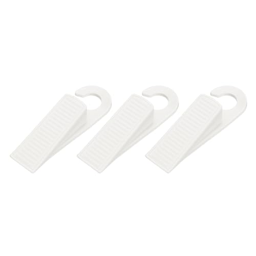 PATIKIL 3 Pcs Doorstops, Rubber Hook Door Stopper Rubber Wedge Door Protector for Bottom of Carpet Hardwood Concrete Tile All Flooring Surfaces, White - color: White