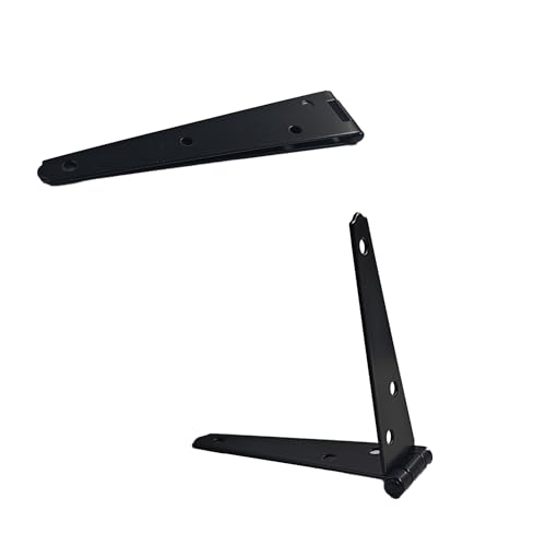 4Pcs 6-Inch Heavy Duty Iron Strap Hinges, Matte Black Gate Tee Hinges for Shed, Fence, Cabinet, Wood Gate Applications with Mounting Screws - size: 6 Inch