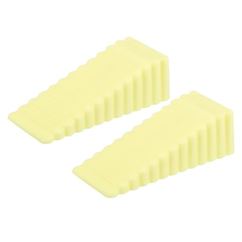 uxcell 2 Pcs Door Stoppers for Bottom of Door, 28mm/1.10 Inch Door Stops, Rubber Door Stopper Wedge Anti Slip, Window Stopper Door Stackable, Yellow - color: Yellow, size: 1.1-inches
