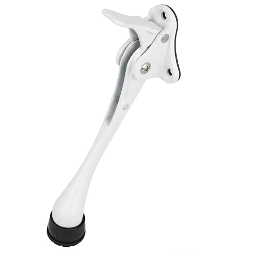 One Touch Kickdown Door Stopper, Door Holder, Heavy Duty Door Stops, Bottom of Door, Height-Adjustable Rubber Tips by HASHI (White, 6 inch x 1pack) - color: White, size: 6 inch x 1pack