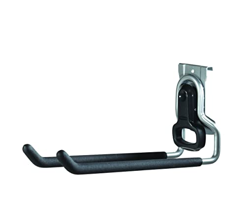 Rubbermaid FastTrack Rail Garage Organization Multi-Purpose Hook 50 lbs Capacity Satin Nickel Wall Mounted Storage System Direct Mount into FastTrack Garage Rail for Home/Garage Organization - size: 1 Count (Pack of 1), style: Multi-Purpose Hook