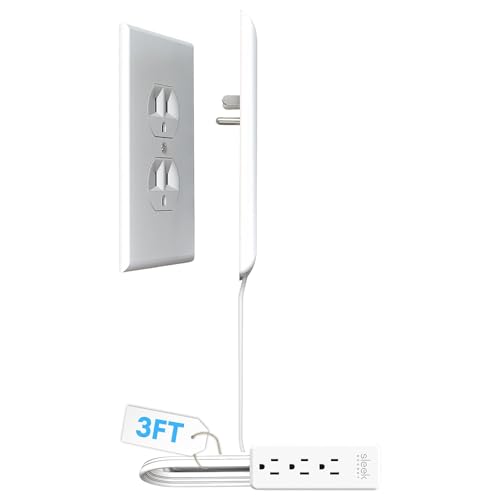 Sleek Socket Original & Patented Flat Ultra-Thin Outlet Concealer with Extension Cord Kit, Multi Outlets Power Strip, Ideal for Home Improvement, Hide Bulky and Messy Cords, 3ft - size: 3ft - Single Cord, style: Standard Outlet