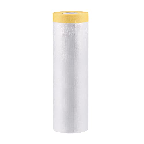 uxcell Pre-Taped Masking Film, 106.3 in x 75 Ft, Plastic Drop Cloth with Low-Tack Painters Tape for Painting Protection - size: 106.3 in X 75 Ft