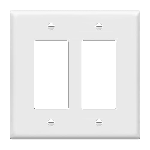 ENERLITES Decorator Light Switch or Receptacle Outlet Wall Plate, Mid-Size 2-Gang 4.88" x 4.92", Polycarbonate Thermoplastic, UL Listed, 8832M-W, White - color: White, size: Mid-size