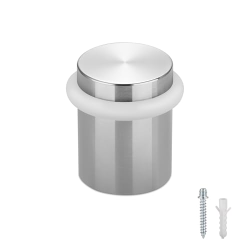 Floor Door Stopper Door Stop-Classy Solid Steel Modern Heavy Duty Door Stoppers -Floor Mount Anchor Screw-Wall Protector for Commercial Door(Stainless Steel White, 1.5 Inch) - color: Stainless steel White, size: 1.5 Inch