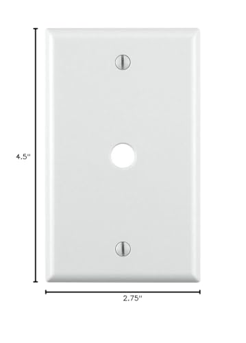 Leviton 1-Gang .406 Inch Hole Device Telephone/Cable Wallplate, Standard Size, Thermoset, Box Mount, 88013, White