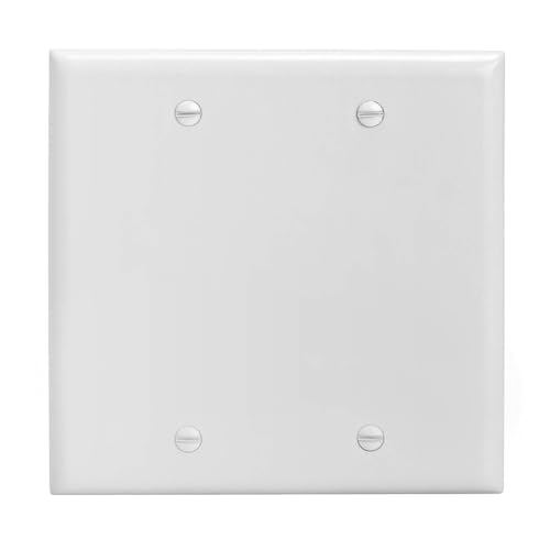 Cmple - 2 Gang Blank Wall Plate, Standard Size, Polycarbonate Thermoplastic Panel GFCI Wall Plate with Screws - White - color: Blank 2 Gang White, size: 10 Pack