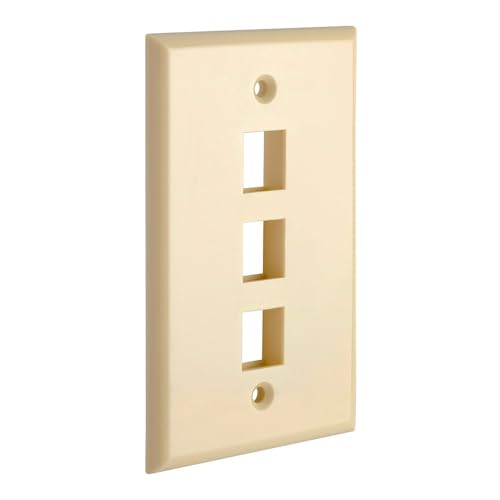 Cmple - 3 Port Keystone Wall Plate 1 Gang Wall Plate with Standard Size Ethernet Wall Plate Keystone Jack Insert Wall Plates - Ivory - color: 3 Port Ivory, size: Single