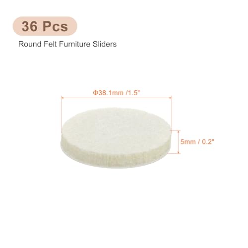 uxcell Furniture Pads, 36Pcs 1.5" - Round Self Adhesive Felt Furniture Pads, Floor Protectors for Furniture Feet Chairs Legs Hardwood Floors (Beige) - size: 1.5"