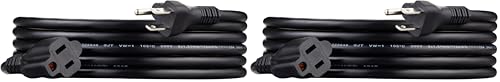 Amazon Basics Extension Cord, 10 Ft, 3 Prong Outlet Extender, Indoor, 13 Amps, 125V, Black (Pack of 2) - color: Black, size: 10 Ft (Pack of 2), style: 1-Pack