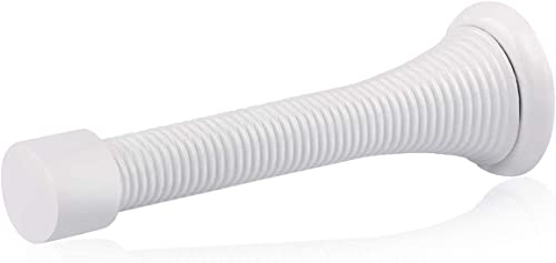 HOMOTEK 20 Pack Spring Door Stops,3-1/8” Heavy Duty Door Stop - Flexible Spring Door Stopper with Low Mounted White Rubber Bumper Tips, White - color: White, size: 20 Pack