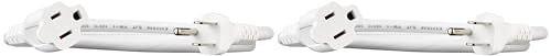 Amazon Basics Extension Cord, 3 Ft, 3-Prong Outlet Extender, Indoor Use, 13 Amps, 125V, White, 2-Pack - color: White, size: 3 Ft, style: 2-Pack
