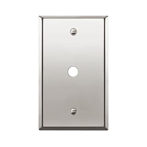 ENERLITES 0.406" Diameter Hole Phone Cable Metal Wall Plate, Stainless Steel 201, Corrosion Resistant, Size 1-Gang 4.50" x 2.76", 7741-PC, Polished Chrome, Silver - color: Polished Chrome, size: 0.406"
