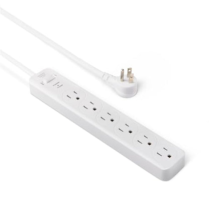 Amazon Basics Surge Protector Power Strip, 6-Outlet, 790 Joules, 6ft Extension Cord, Safety Shutters, White
