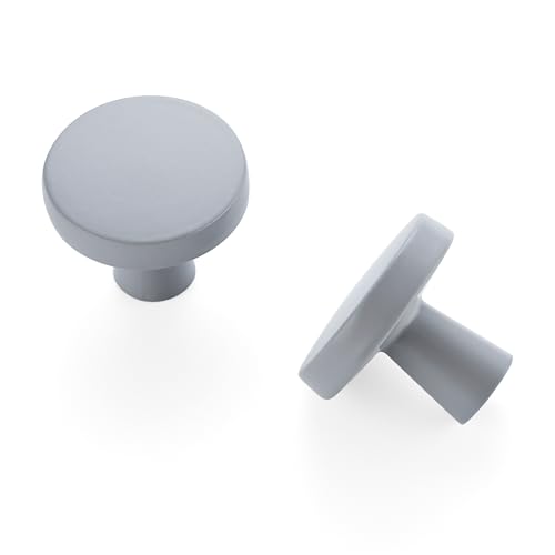 Ravinte 25 Pack Drawer Pulls 1-1/4 Inch Kitchen Cabinet Knobs Solid Round Dresser Drawer Knobs Grey Dresser Knobs Drawer Knobs Simple Cabinet Hardware for Cupboard Drawer Pulls - color: Gray