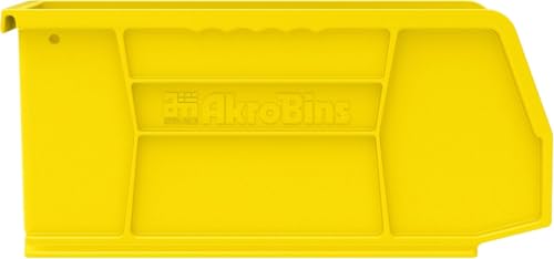 Akro-Mils 30230 AkroBins Plastic Storage Bins, Space-Saving Stackable Bins for Garage, Pantry, Craft Organization, 11" x 5" x 5", Yellow, 12-Pack - color: Yellow