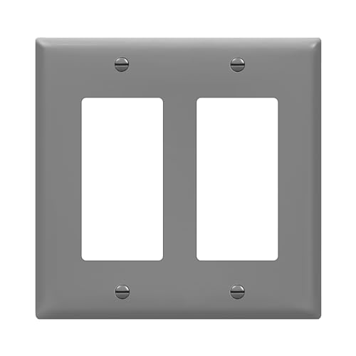 ENERLITES Decorator Light Switch or Receptacle Outlet Wall Plate, Gloss Finish, Size 2-Gang 4.50" x 4.57", Unbreakable Polycarbonate Thermoplastic, UL Listed, 8832-GY, Gray - color: Gray, size: Standard Size
