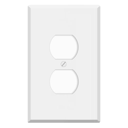 Oversized White Metal Outlet Covers,1-Gang Duplex Receptacle Cover, 5.5" x 3.50" Jumbo Duplex Wall Plate, White Painted Metal, Corrosive Resistant, Matching Screws Included, Made in USA - color: White Metal, size: 1-Gang Duplex
