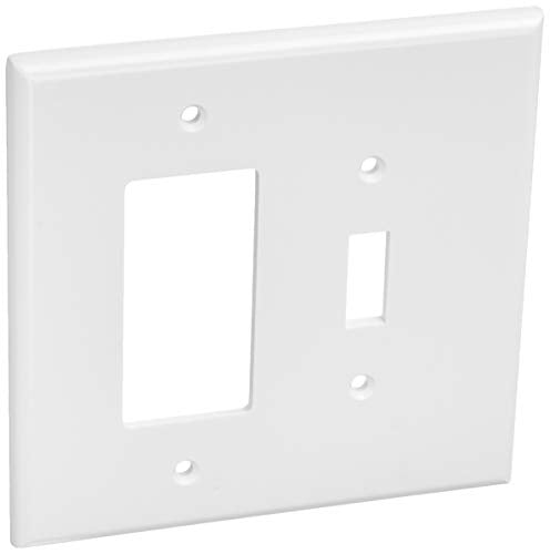 Leviton 2-Gang 1-Toggle 1-Decora/GFCI Device Combination Wallplate, Oversized, Thermoset, Device Mount, 1 Pack, 88605, White