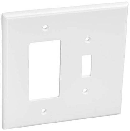 Leviton 2-Gang 1-Toggle 1-Decora/GFCI Device Combination Wallplate, Oversized, Thermoset, Device Mount, 1 Pack, 88605, White