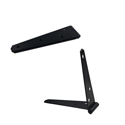 4Pcs 5-Inch Heavy Duty Iron Strap Hinges, Matte Black Gate Tee Hinges for Shed, Fence, Cabinet, Wood Gate Applications with Mounting Screws - size: 5 Inch