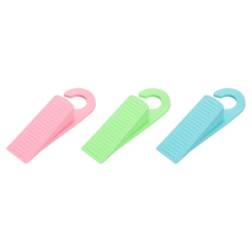 PATIKIL 3 Pcs Doorstops, Rubber Hook Door Stopper Rubber Wedge Door Protector for Bottom of Carpet Hardwood Concrete Tile All Flooring Surfaces, Green/Pink/Blue - color: Green/Pink/Blue