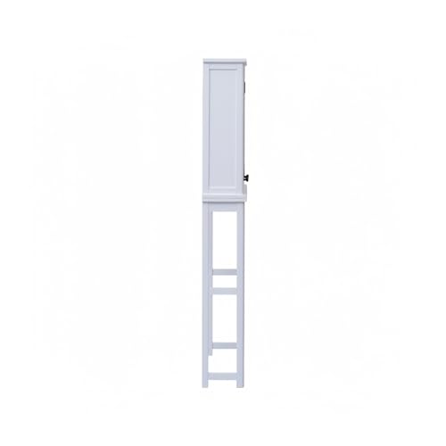 Alaterre Furniture Dorset Over-The-Toilet Storage Cabinet with Tempered Glass Doors – White Wood Bathroom Space Saver Organizer with Adjustable Shelves, Hutch & Wall Mount Hardware - size: Toilet Shelf + Glass Door Cabinet