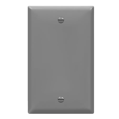 ENERLITES 8801-GR Blank Cover Wall Plate, Size 1-Gang 4.50" x 2.76", Polycarbonate Thermoplastic, 8801-GY, Gray, Screw - color: Gray, size: With Screws
